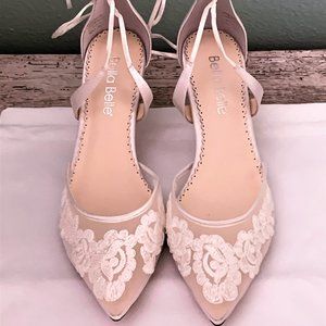 Bella Belle Amelia Floral Lace Ivory Kitten Heels
